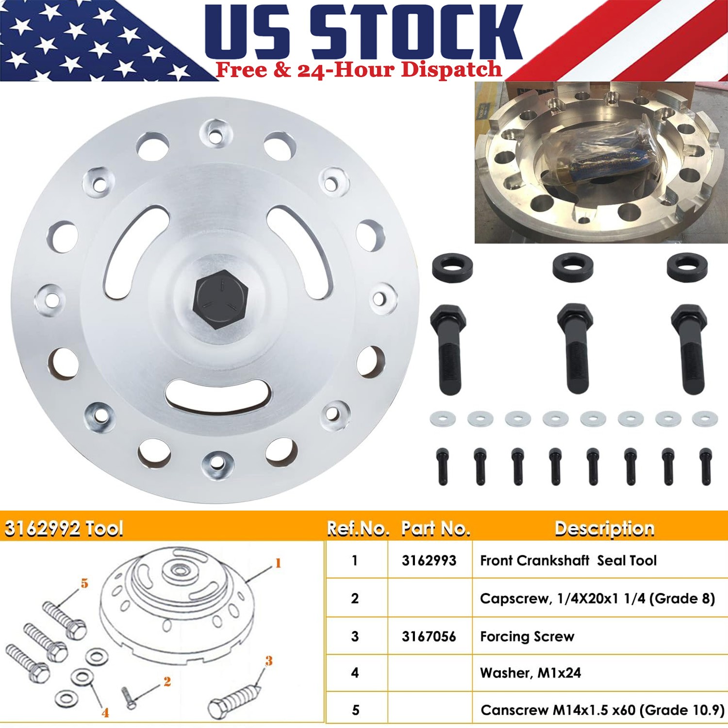3162992 Front Crankshaft Seal Remover & Installer Tool Fit For Cummins ISX & QSX