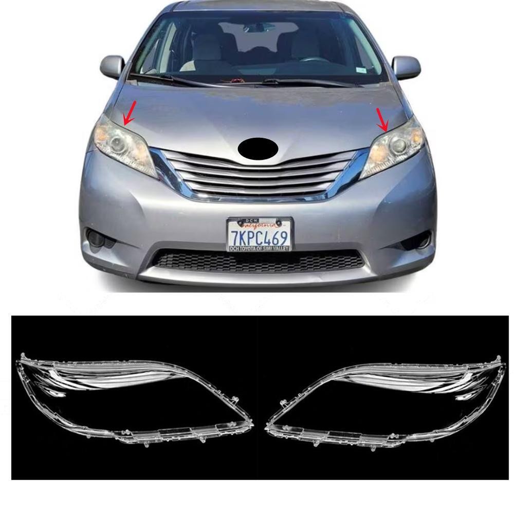 For Toyota Sienna 2011-2015 Left+Right Side Headlight Headlamp Clear Lens Cover