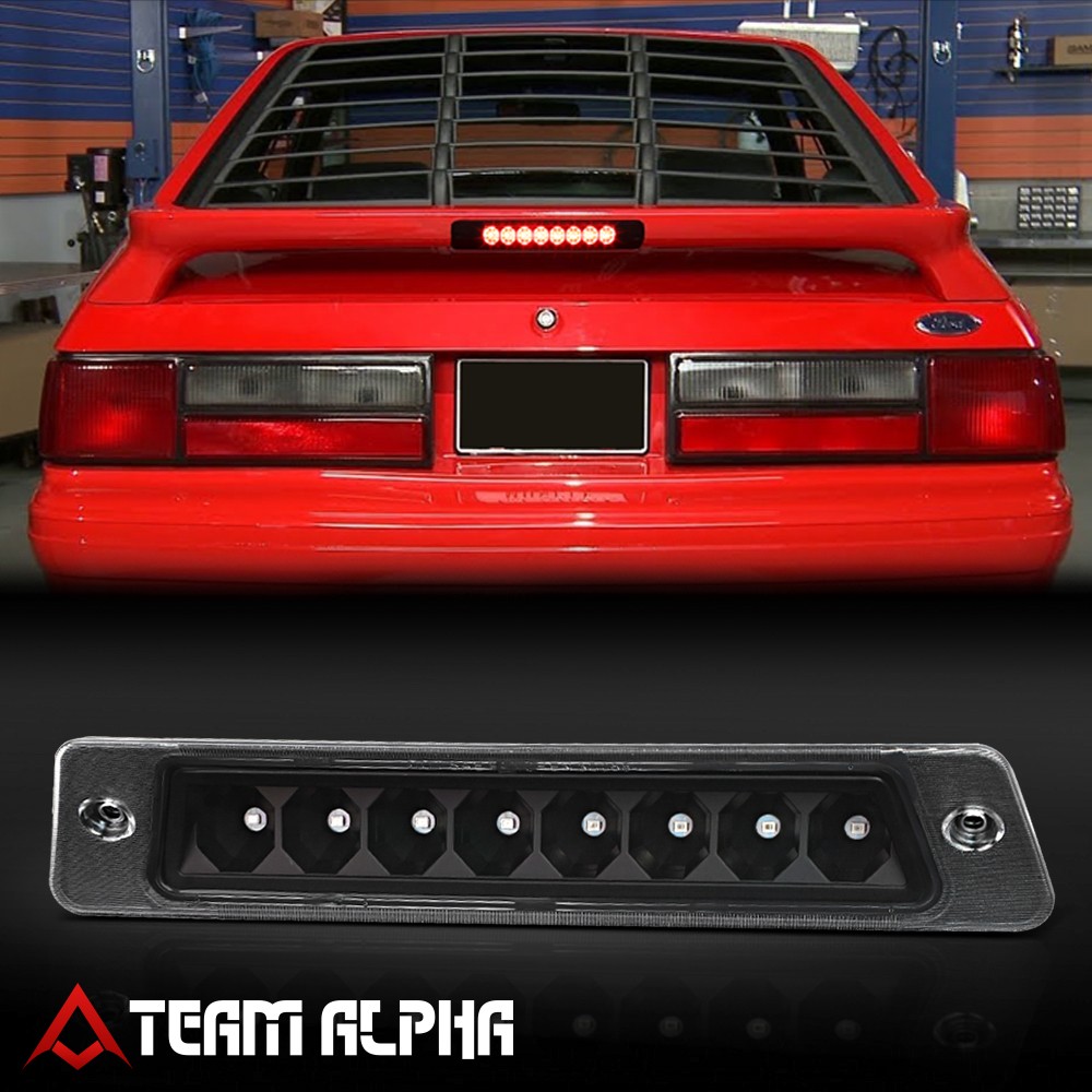 Fits 1987-1993 Mustang w/Spoiler[Black/Clear]LED Third 3rd Brake Light Tail Lamp