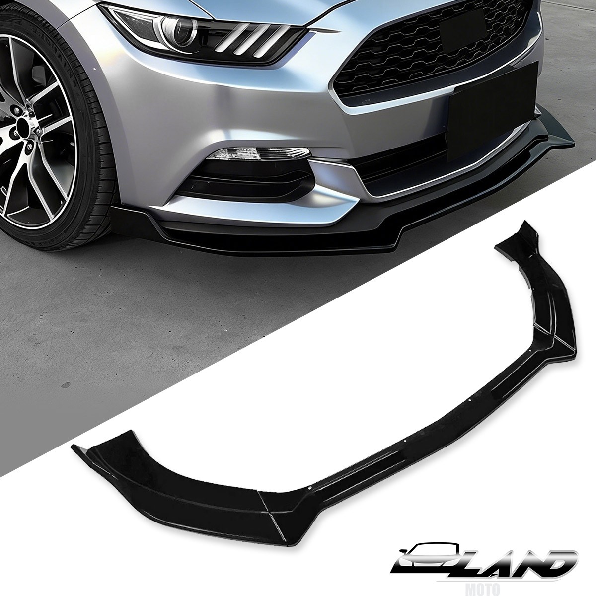 For 2015-2017 Mustang Front Lip Spoiler 3-Piece Glossy Black Aerodynamic Upgrade For 2015-2017 Mustang Front Lip Spoiler 3-Piece Glossy Black Aerodynamic Upgrade