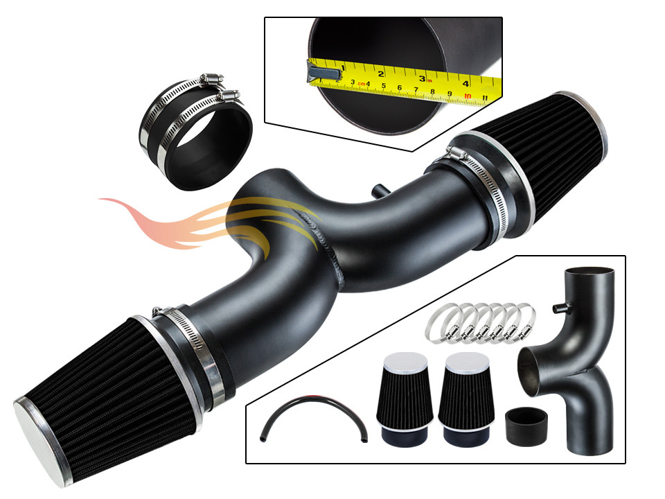 BCP RW BLACK 1997-2000 Corvette C5 5.7L V8 Dual Twin Ram Air Intake Kit+ Filter