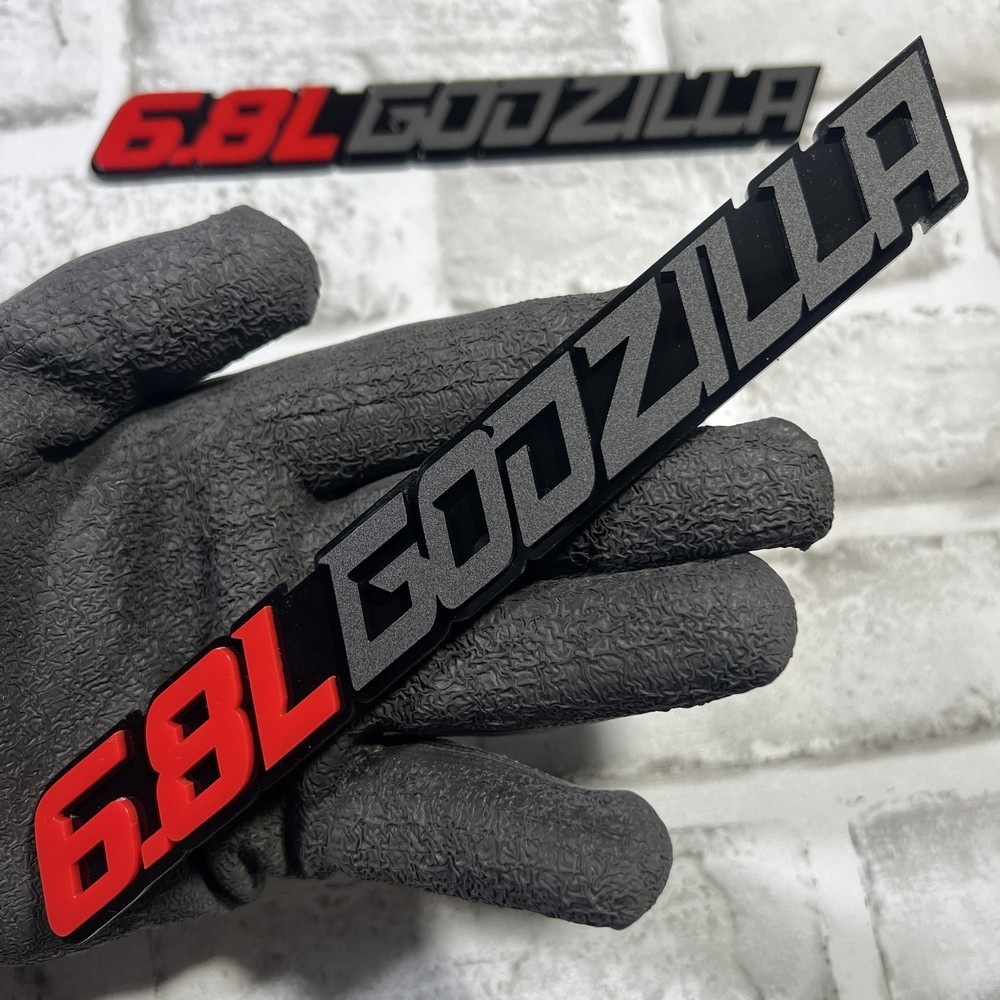 QTY 2 EMBLEMS for 6.8L GODZILLA FENDER EXTERIOR ENGINE 3D EMBLEMS BADGE PAIR QTY 2 EMBLEMS for 6.8L GODZILLA FENDER EXTERIOR ENGINE 3D EMBLEMS BADGE PAIR