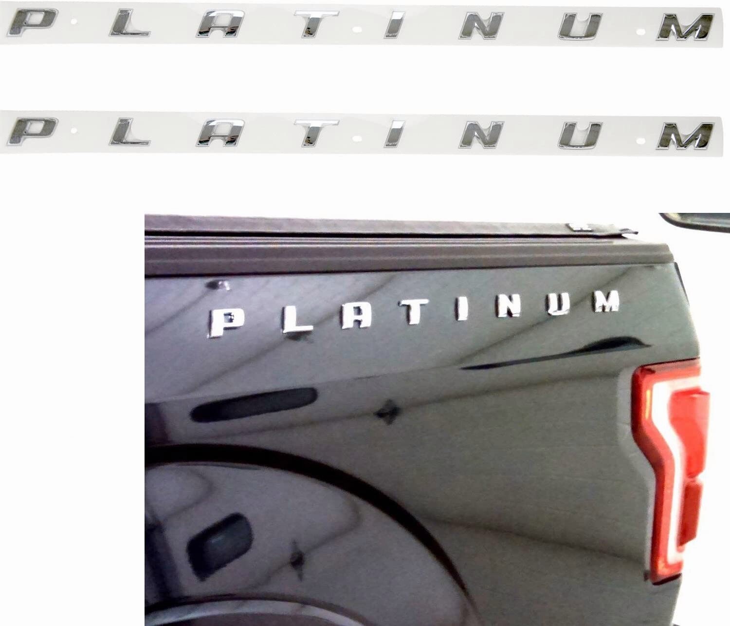 2Pcs Platinum Emblems Side Badge Nameplate Decal for 150 250 350 Platinum Chrome