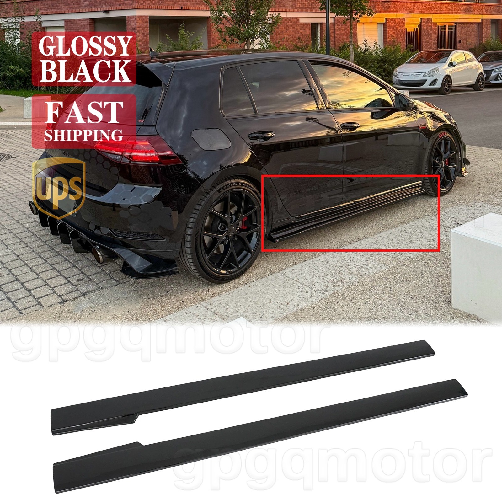 For VW Golf R GTI MK7 MK7.5 2012-2020 WD Style Gloss Black Side Skirt Extension