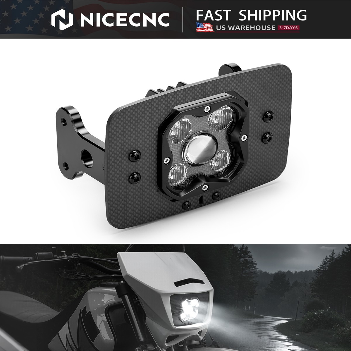 NICECNC ECE R10 LED Headlight Lamp for Suzuki DR-Z400S / DR-Z400SM 2005–2024