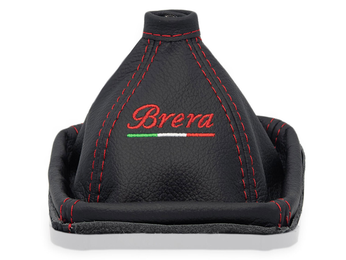 FOR ALFA ROMEO BRERA 05-10 GEAR SHIFT BOOT GAITER LEATHER EMBROIDERY RED flag