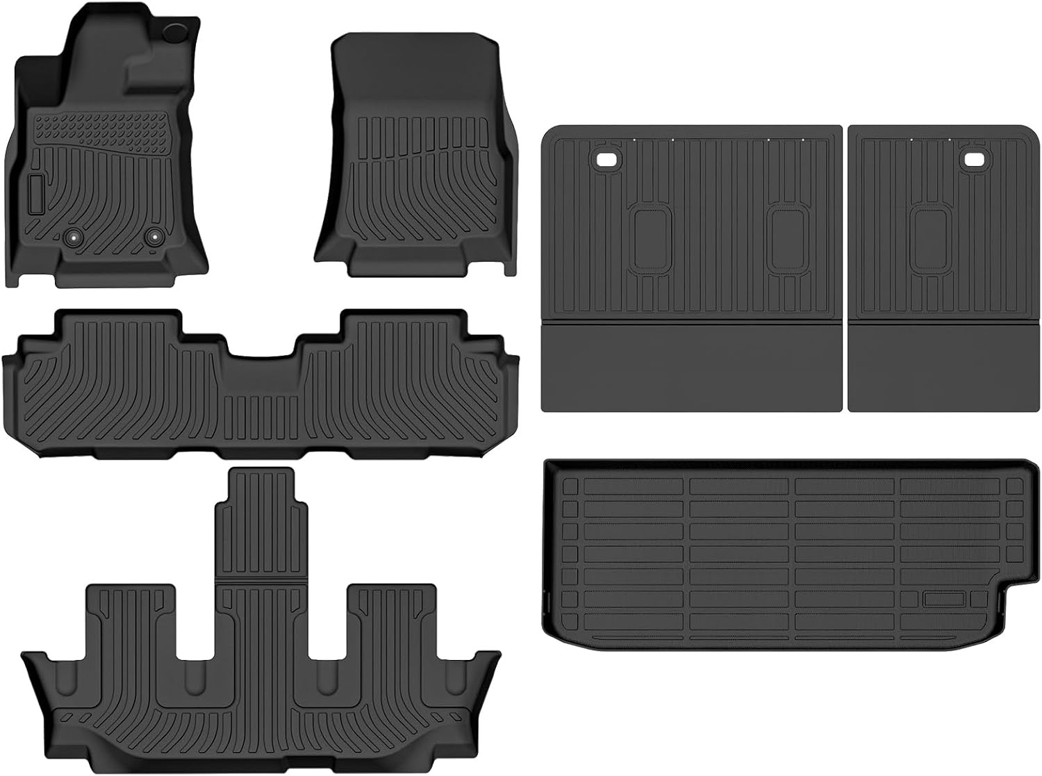 Floor Mats Cargo Liner Set for 2019-2026 Subaru Ascent 7/8 Passenger TPE Black