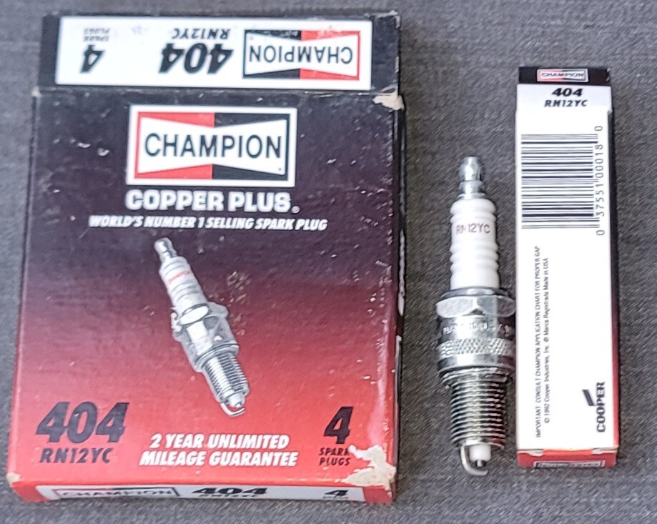 (4) Champion Spark Plugs RN12YC, 404 USA Made, NOS (4) Champion Spark Plugs RN12YC, 404 USA Made, NOS