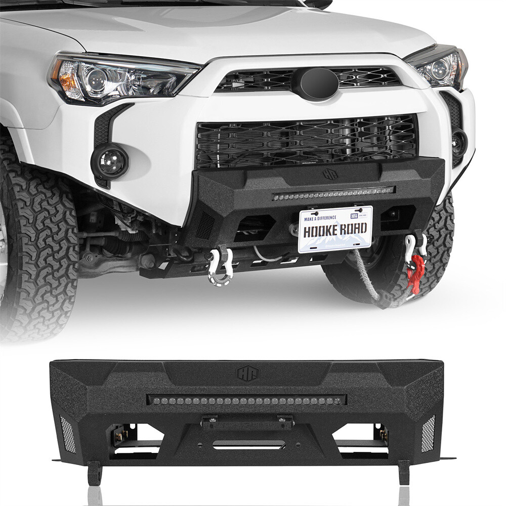 Stubby Steel Front Bumper w/ Winch Plate & Light Fit 2014-2024 Toyota 4Runner