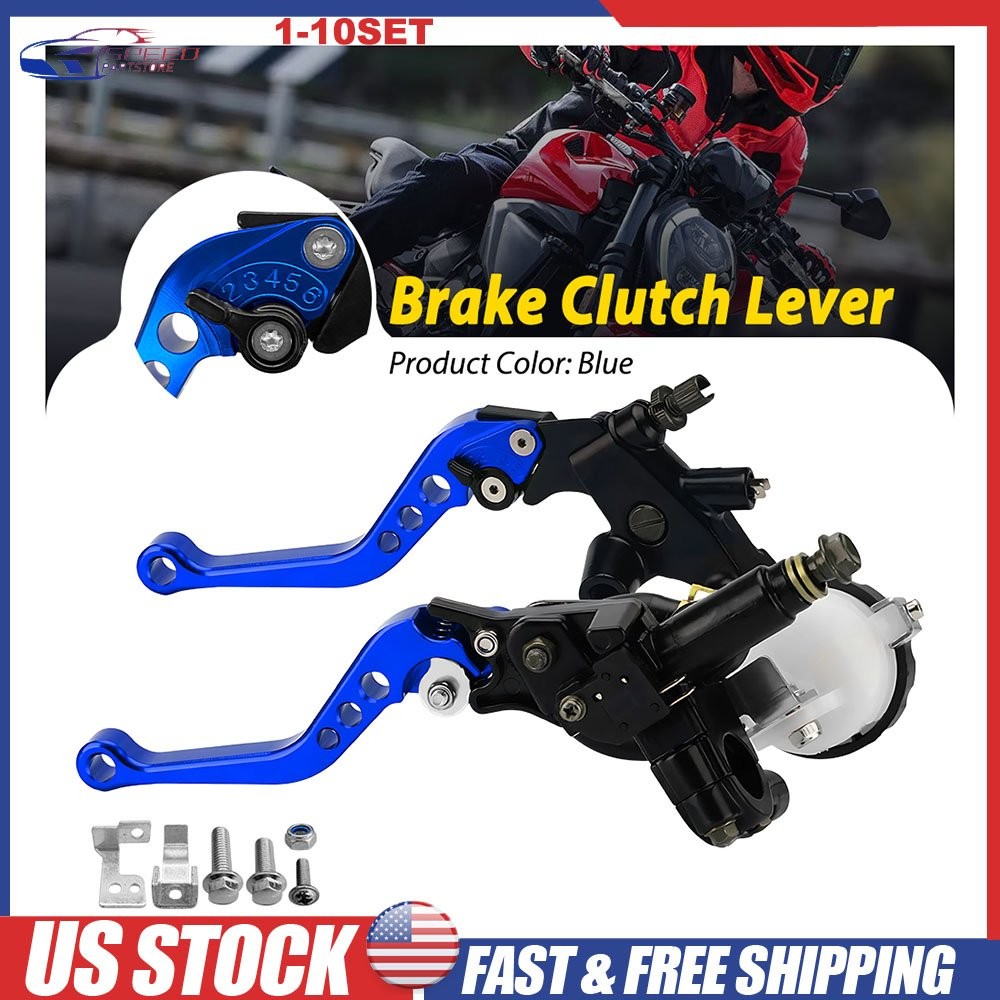 Universal 7/8in Motorcycle Clutch Brake Lever Set Blue Aluminum 22mm Front 2-20X