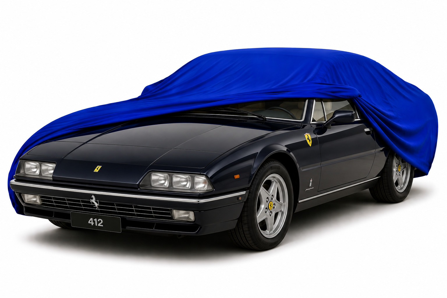 Platin Carparts Indoor Stretch Car Cover Ganzgarage for Ferrari 412 Blue