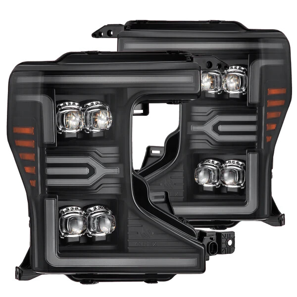 For 20-22 Ford Super Duty AlphaRex Nova Black LED Projector Headlights Headlamps For 20-22 Ford Super Duty AlphaRex Nova Black LED Projector Headlights Headlamps