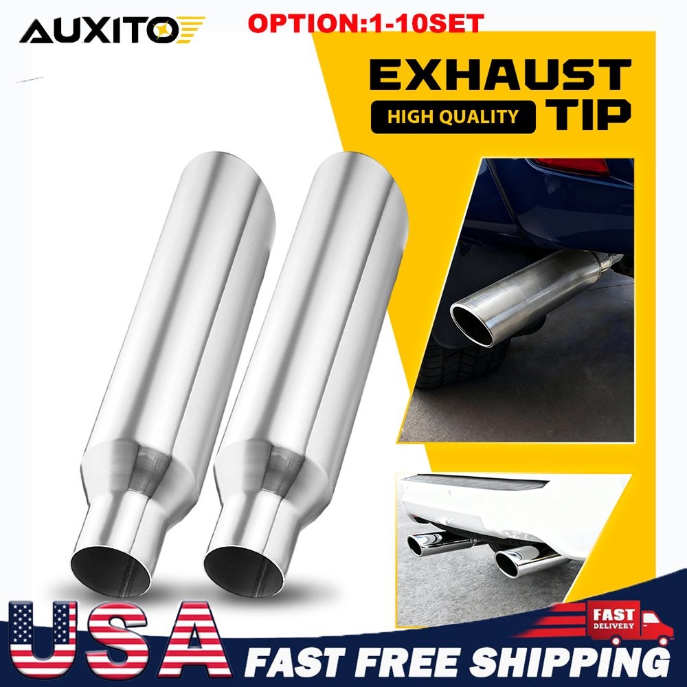 Silver Universal Angle Cut Stainless Steel Exhaust Tips 2.5\