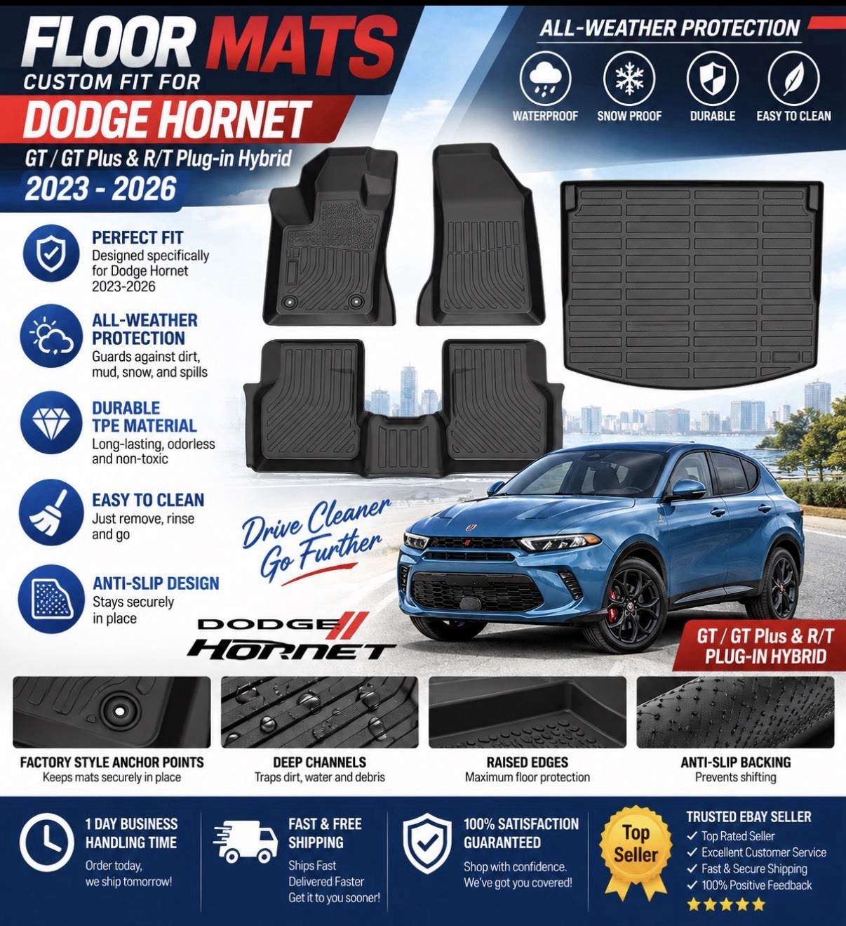 Floor Mats for Dodge Hornet GT/GT plus & R/T Plug-In Hybrid 2023-2026
