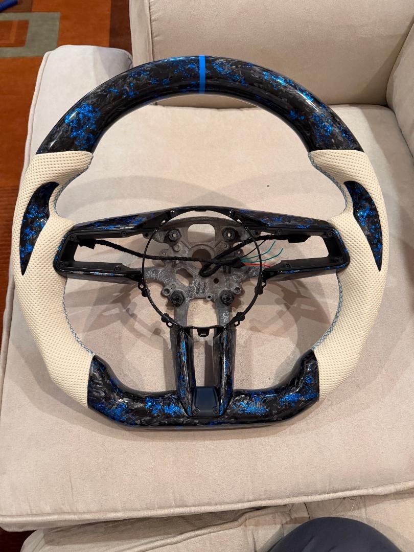 Blue Forged Carbon Fiber Steering Wheel Porsche 911 -992,718 , TAYCAN , Cayenne Blue Forged Carbon Fiber Steering Wheel Porsche 911 -992,718 , TAYCAN , Cayenne