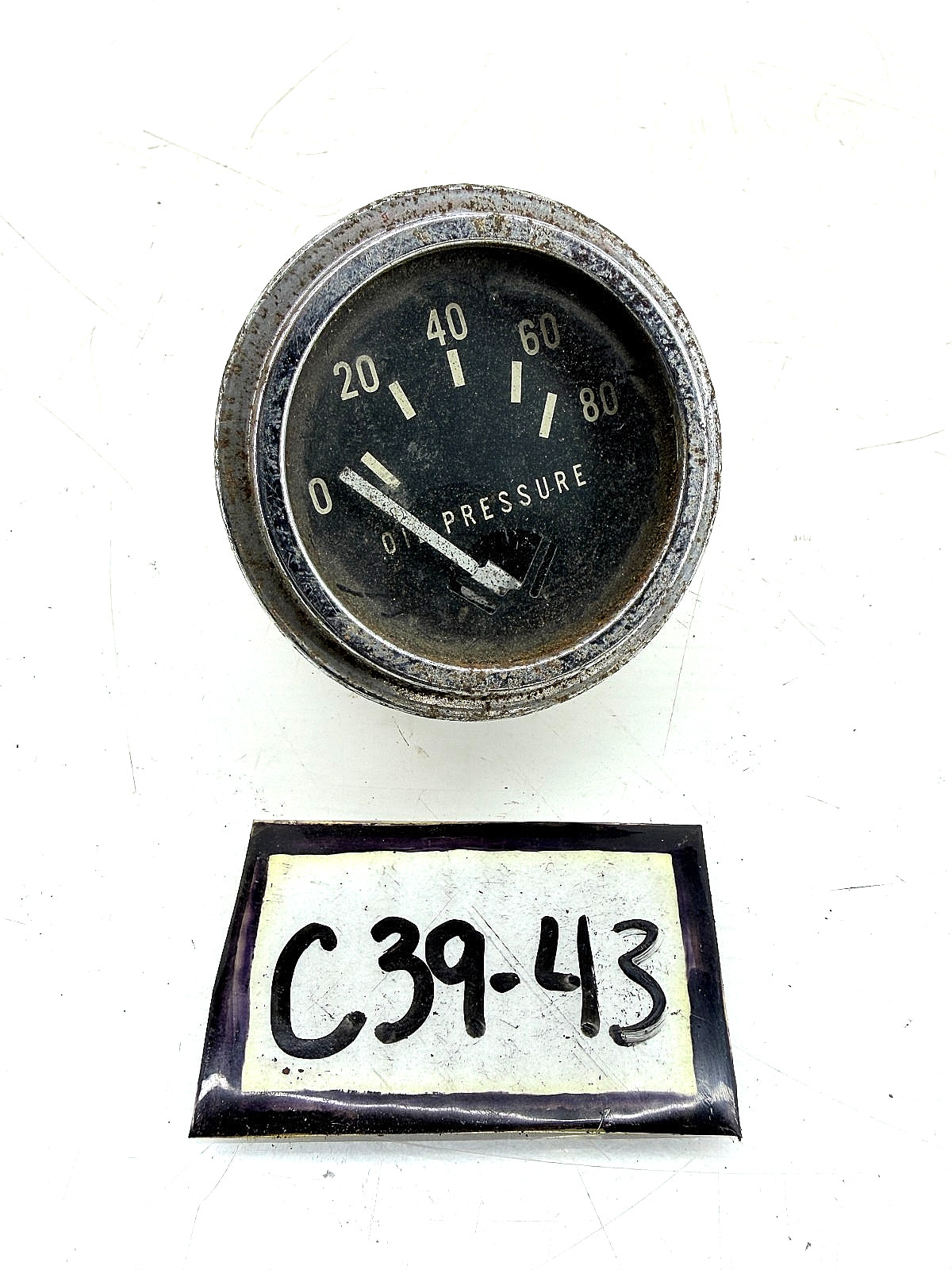 Vintage 1950 -60s Hot Rod Stewart Warner Oil Pressure Gauge 80 PSI 431798 C39-43