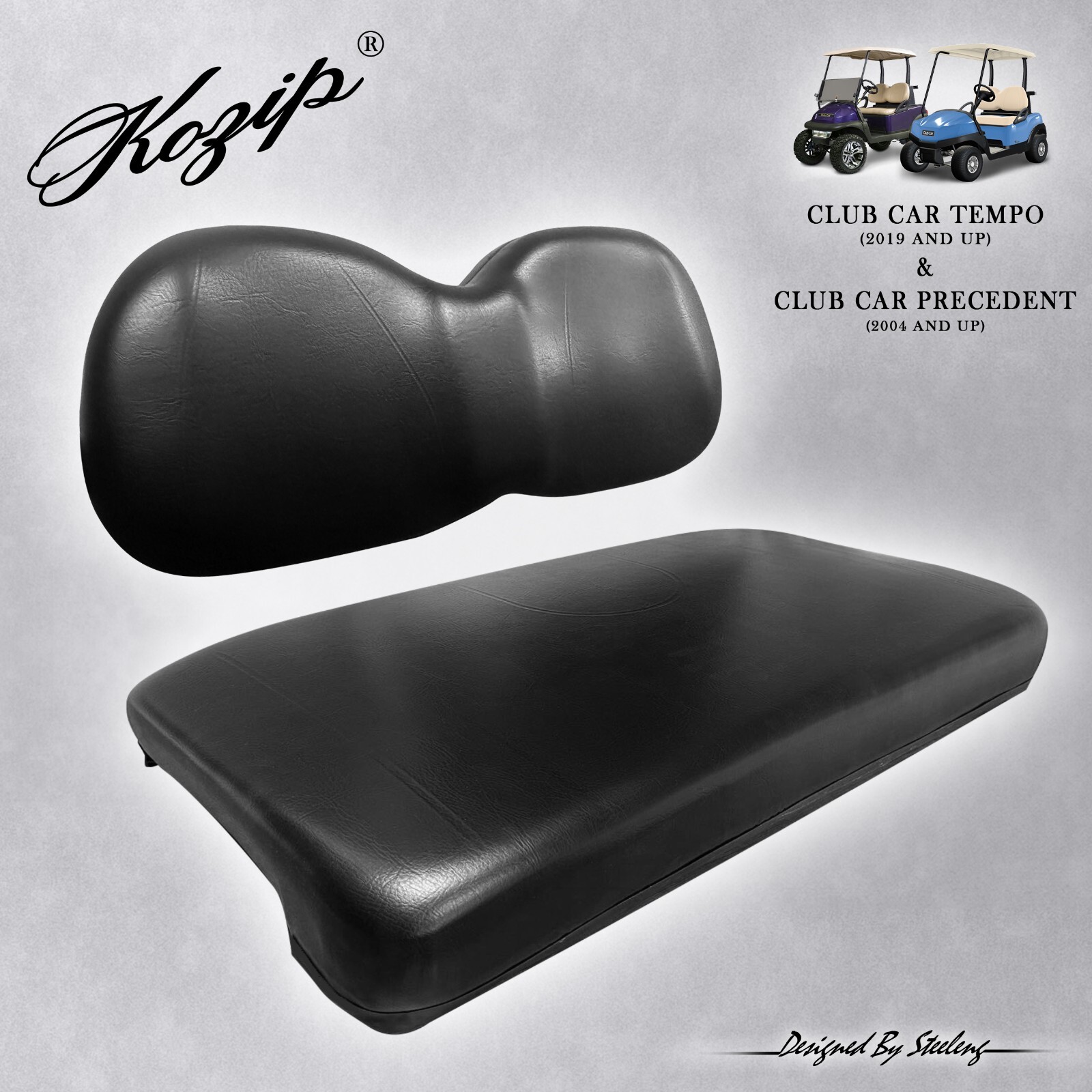 'KOZIP' OEM CLUB CAR PRECEDENT GOLF CART FRONT SEAT/BACKREST CUSHION SET (BLACK)