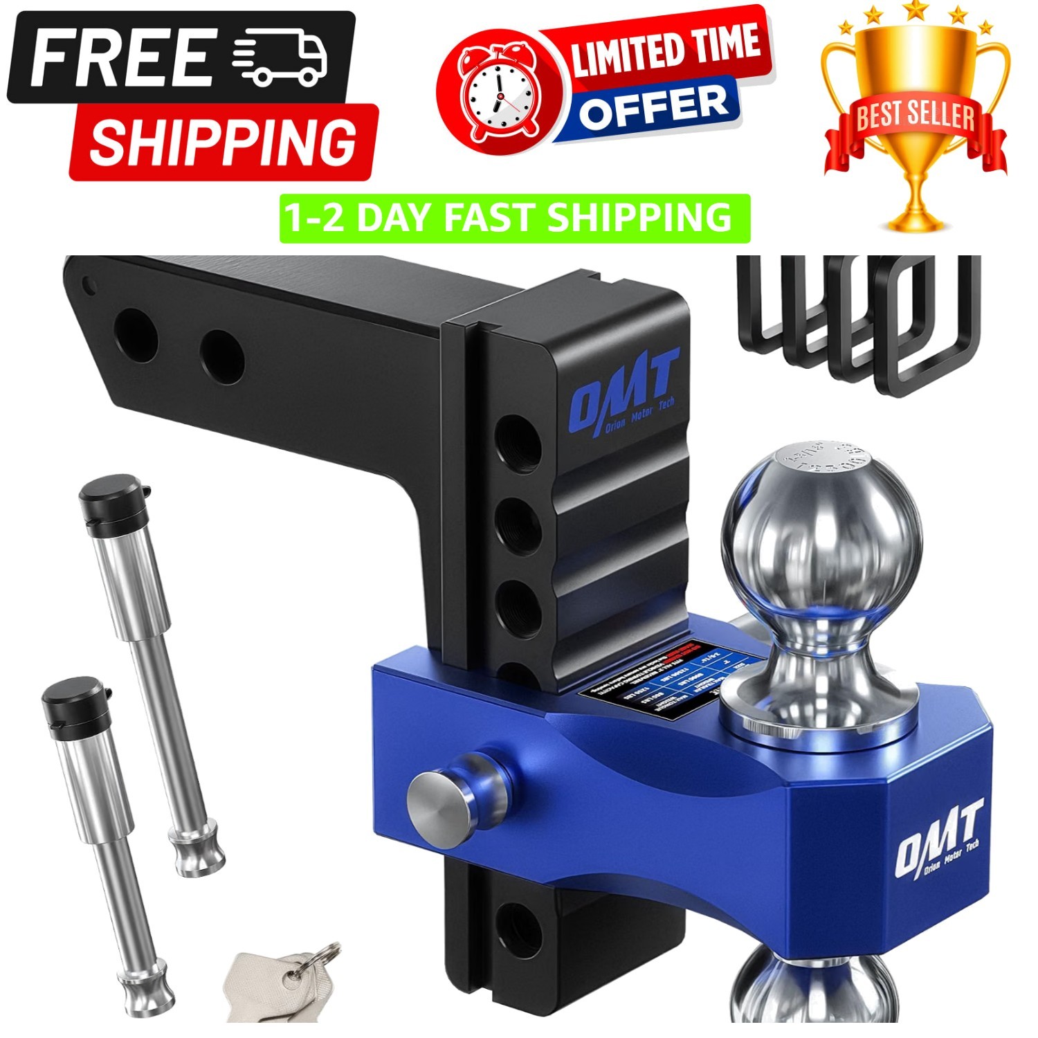 Versatile 2 Inch Receiver Trailer Hitch - 12500 LBS Capacity, Easy to Install