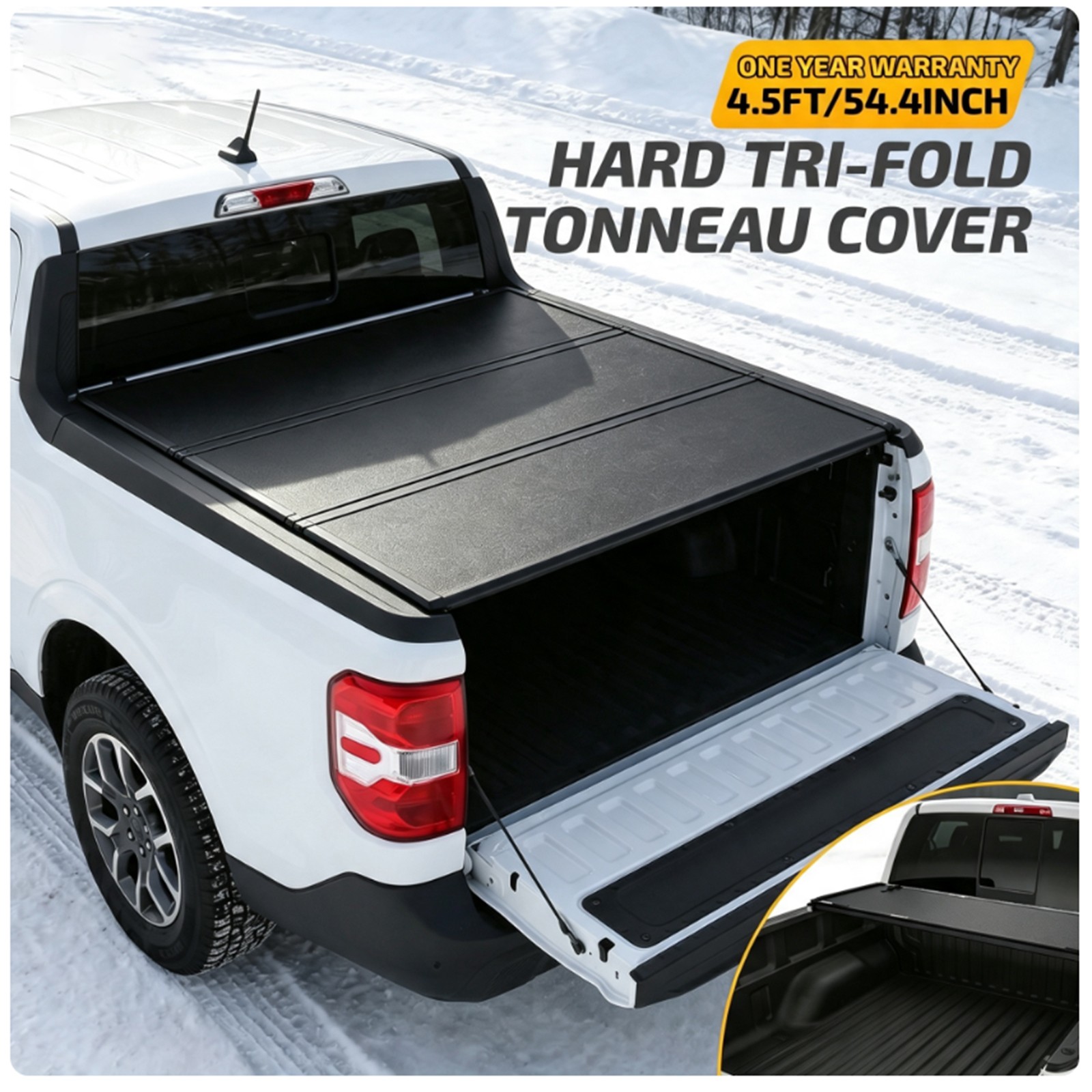 4.5/4.6FT Hard Tri-Fold Truck Bed Cover Heavy Duty Fits 2022-2026 Ford Maverick