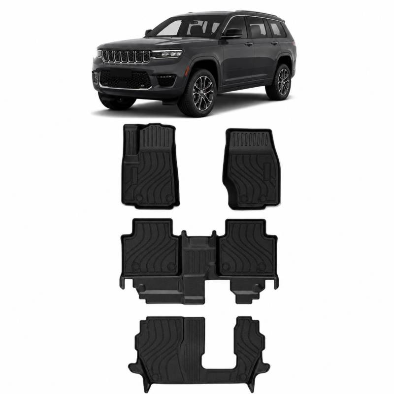Black Horse All Weather HD Floor Matt Liner Set Black Fit 23-26 Grand CherokeeL Black Horse All Weather HD Floor Matt Liner Set Black Fit 23-26 Grand CherokeeL