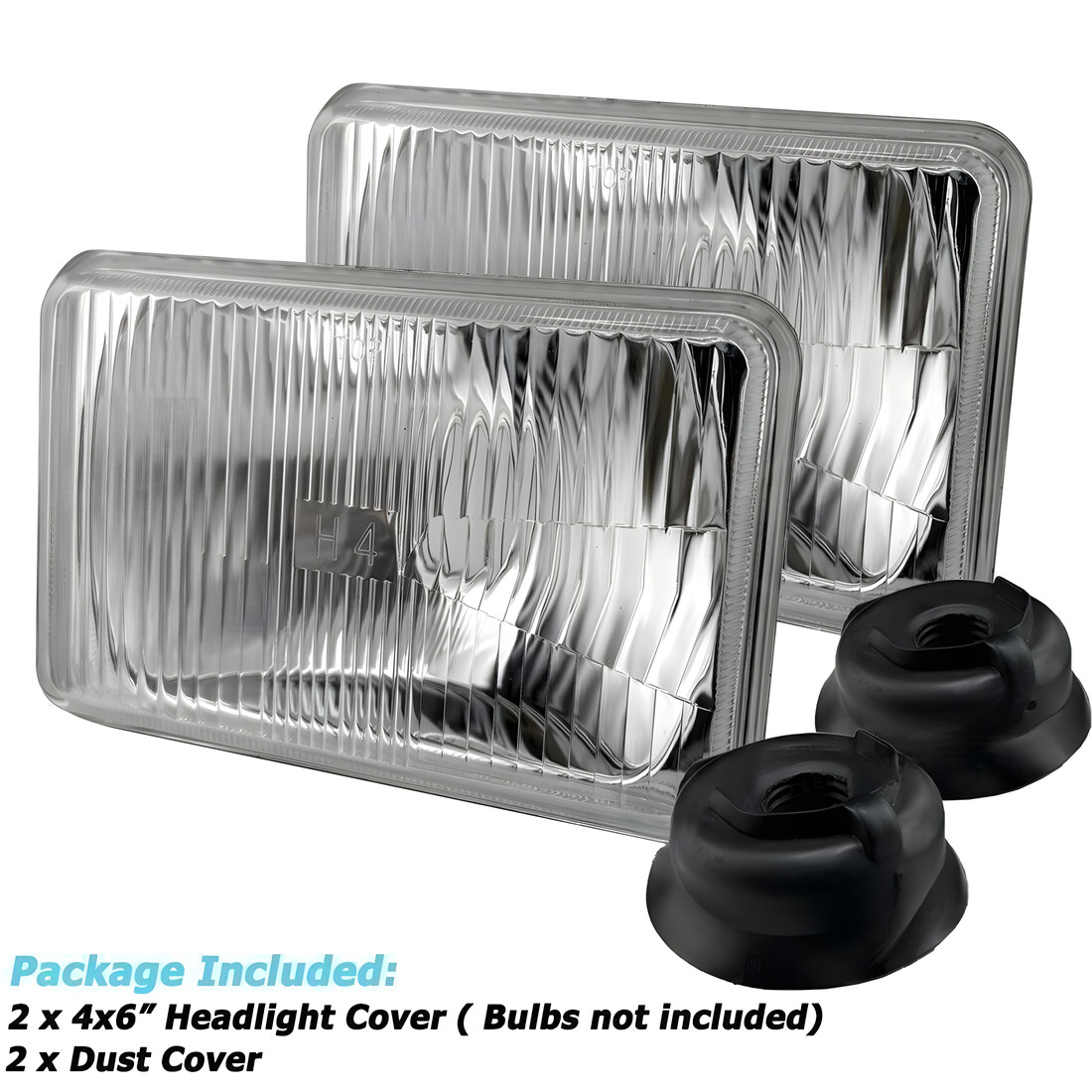 4X6 inch Glass Headlight Housing Fit H4 Halogen Semi Sealed Stock Original Look