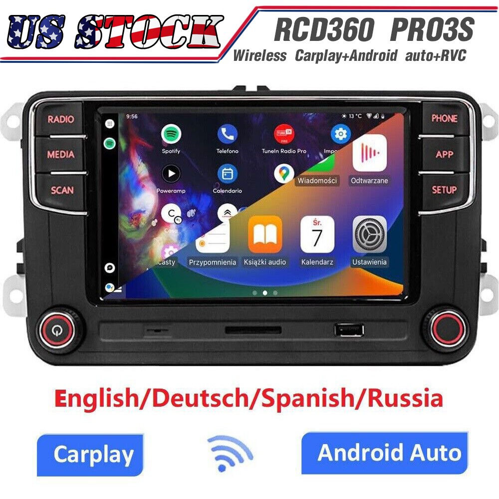 SCUMAXCON Car Radio RCD360PRO3S RCD330 Wireless Carplay,Android Auto, RVC for VW