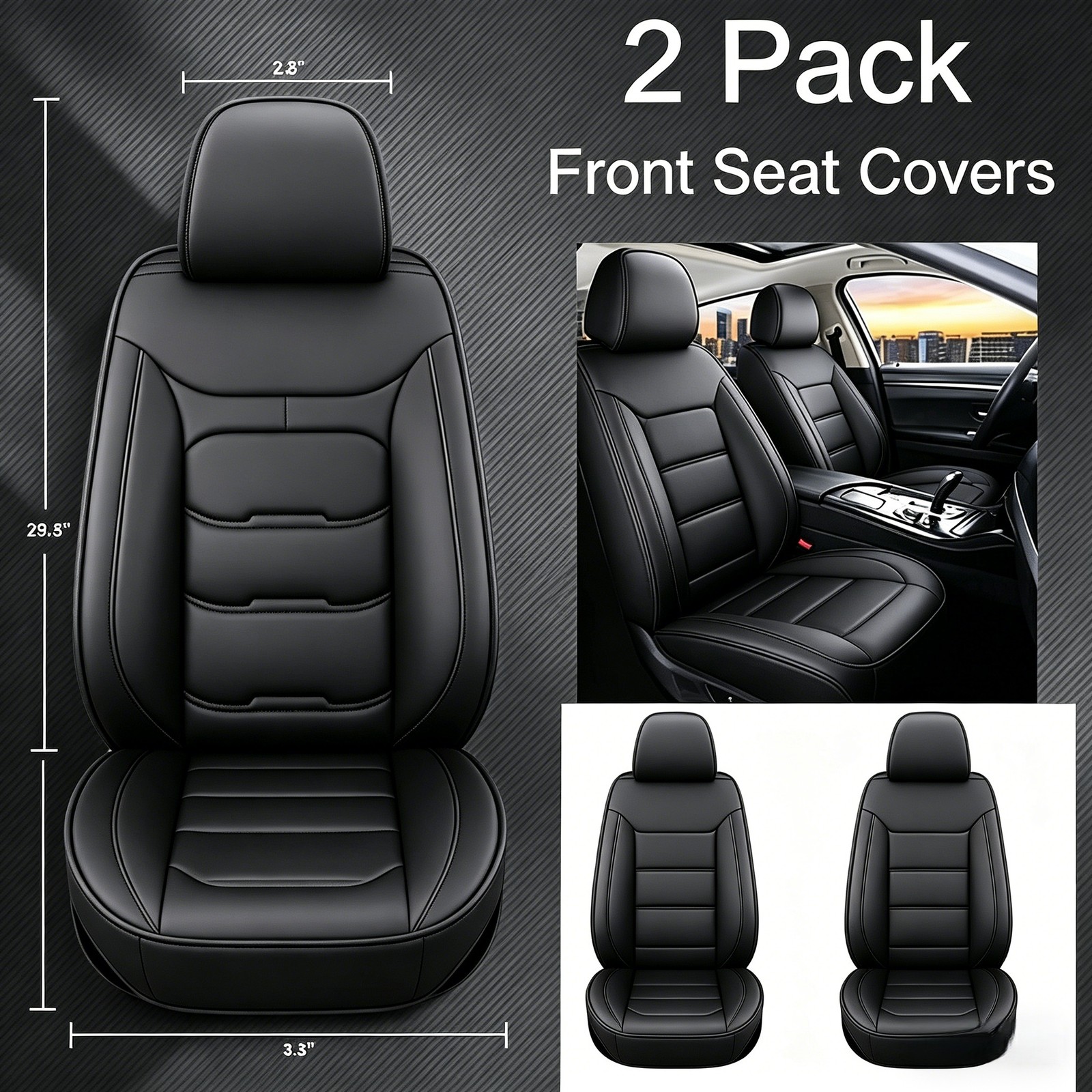 2 Pack Car Front Seat Covers For Pickup Truck PU Leather Cushion Pad Protectors