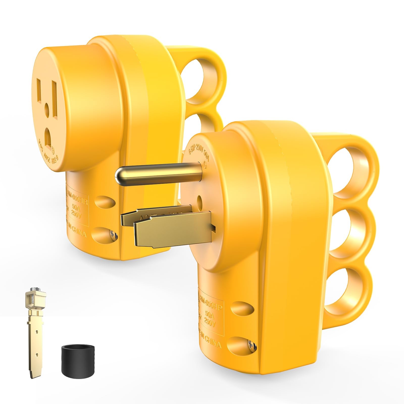 RVGUARD 50 Amp Welder Male and Female Plug Kit, NEMA 6-50HP&6-50HR, Yellow RVGUARD 50 Amp Welder Male and Female Plug Kit, NEMA 6-50HP&6-50HR, Yellow