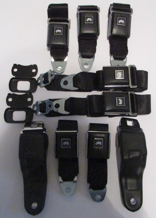 For 1967-69 Camaro Firebird Black Seat Belt Kit With Shoulder Harness w/3 Rears