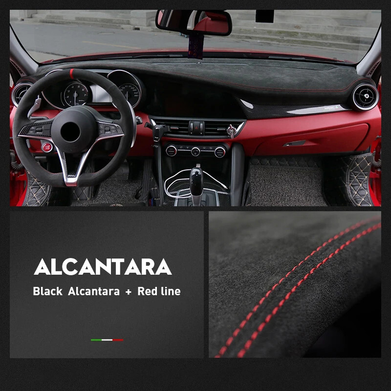 Custom Alcantara Car Dashboard Cover Wrap for Alfa Romeo Giulia 2016-2019