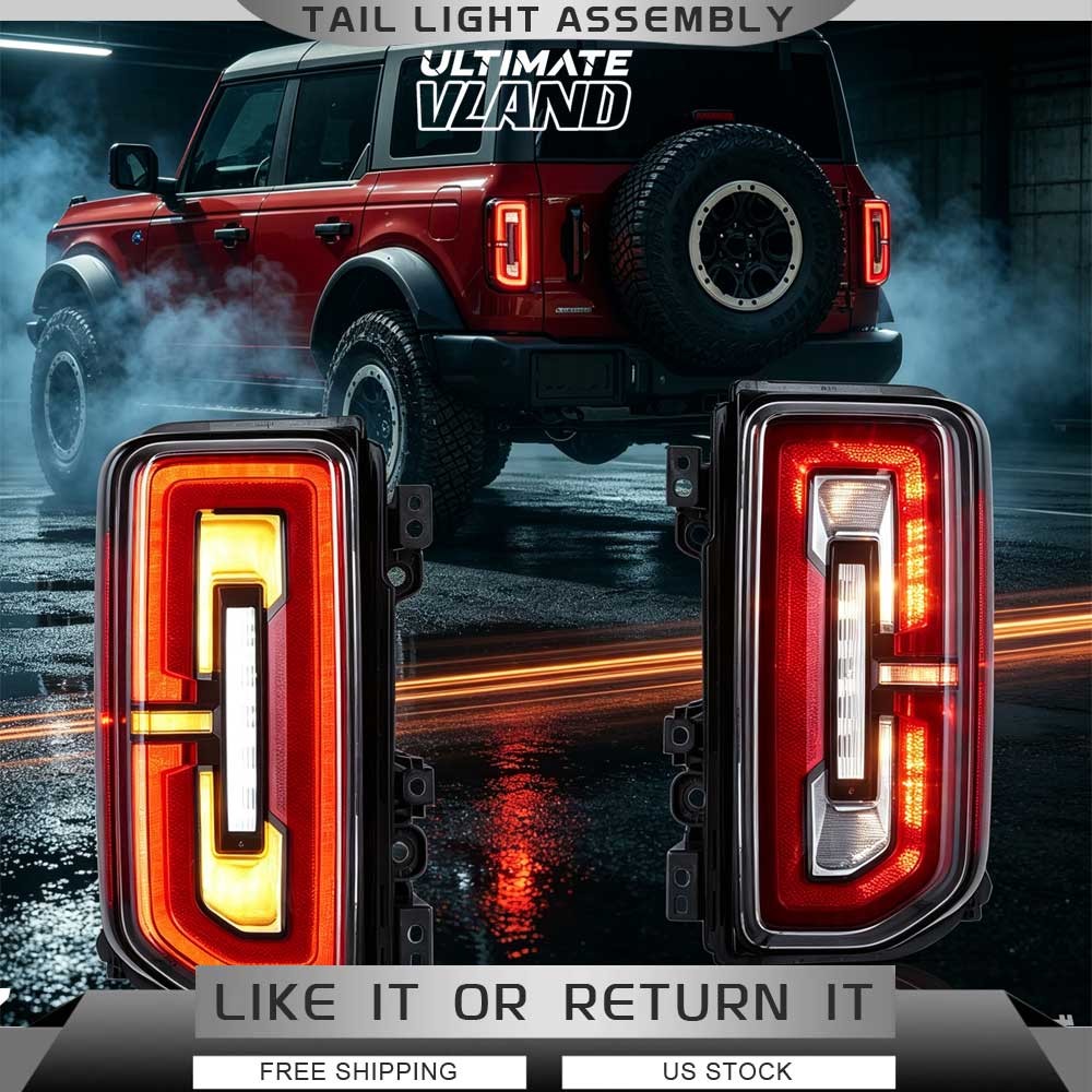 VLAND FULL LED Clear Tail Light For Ford Bronco 2021-2026 W/Sequential Animation VLAND FULL LED Clear Tail Light For Ford Bronco 2021-2026 W/Sequential Animation