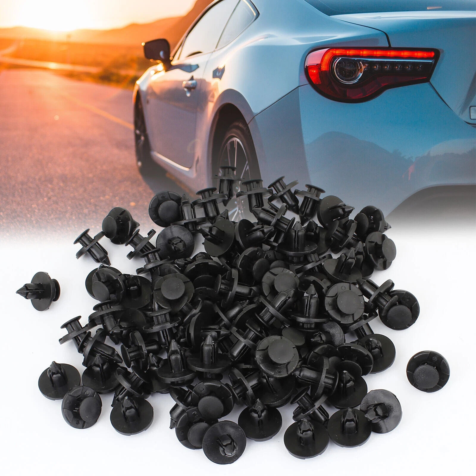 100X 8mm Bumper Clips Auto Car Hole Plastic Rivets Fastener Fender Push Pin US.
