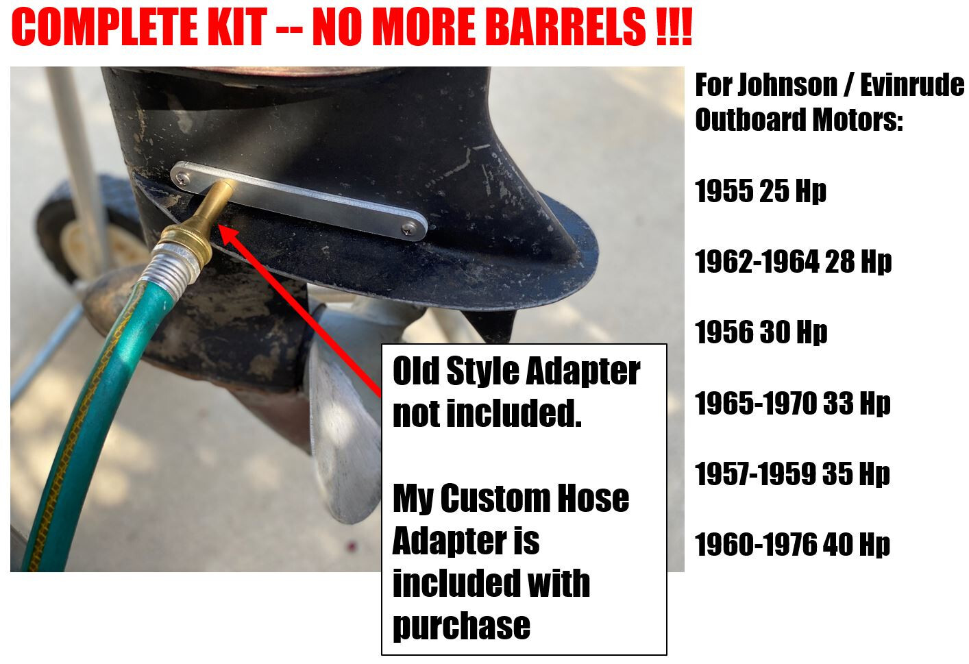 Complete Flush Kit for 28, 30, 33, 35, 40 Hp Johnson Evinrude Outboard Motors Complete Flush Kit for 28, 30, 33, 35, 40 Hp Johnson Evinrude Outboard Motors