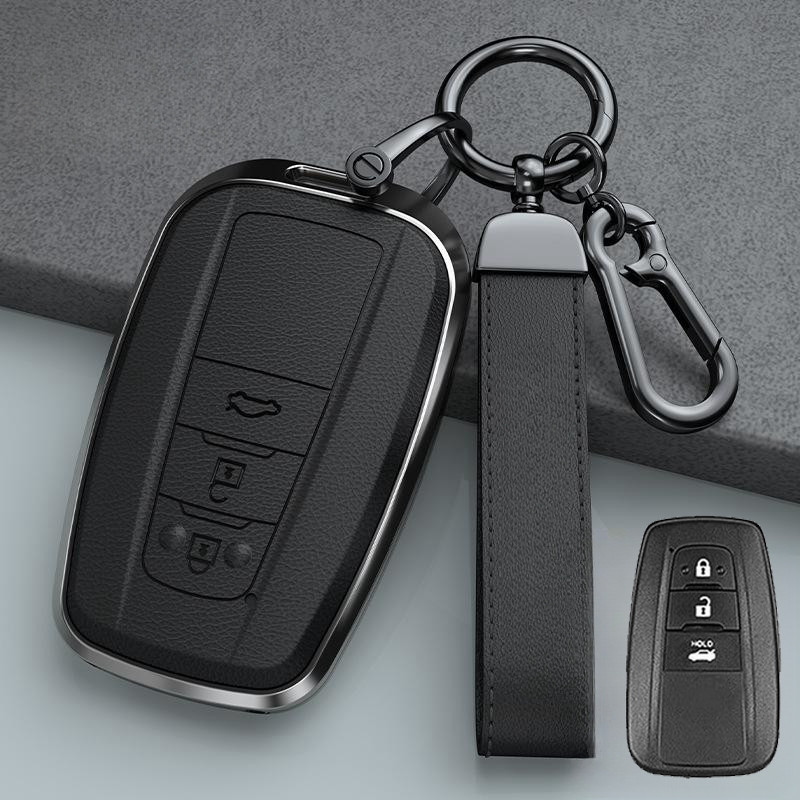Zinc Alloy Leather Car Key Case Cover For Toyota Highlander Camry RAV4 Corolla