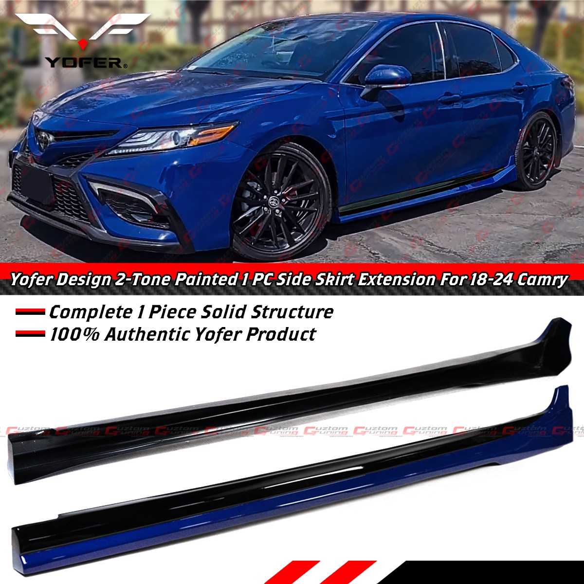 For 18-2024 Toyota Camry Yofer Reservoir Blue Black 2 Tone Side Skirt Extension For 18-2024 Toyota Camry Yofer Reservoir Blue Black 2 Tone Side Skirt Extension