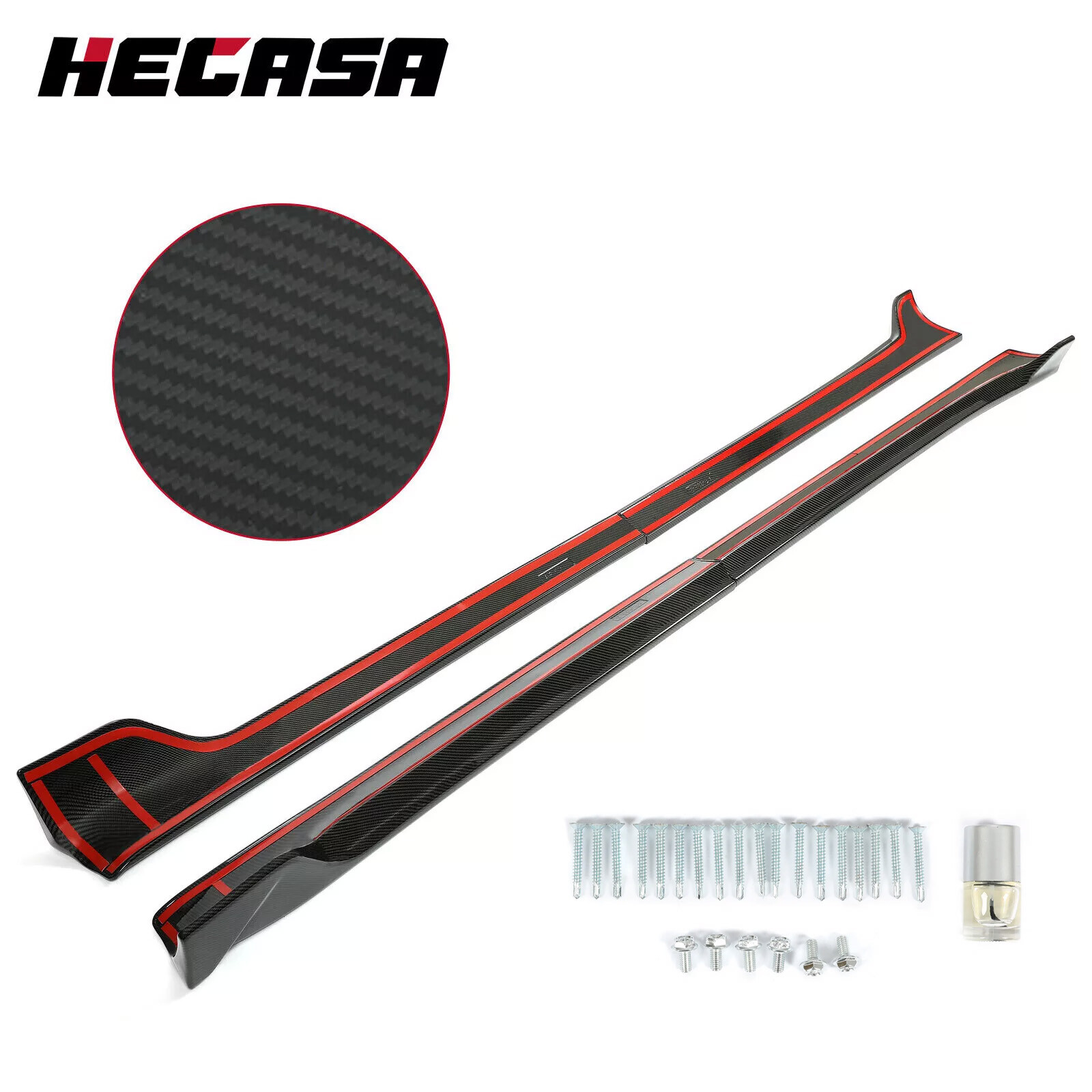 Fits 17-25 Tesla Model 3 Side Skirt Extension Rocker Panel - Carbon Fiber Print