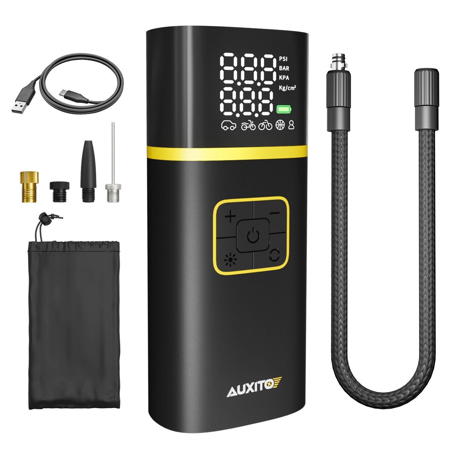 150 PSI Tire Air Compressor LCD Inflator Moto Car Bike Tires Air Pump Portable V