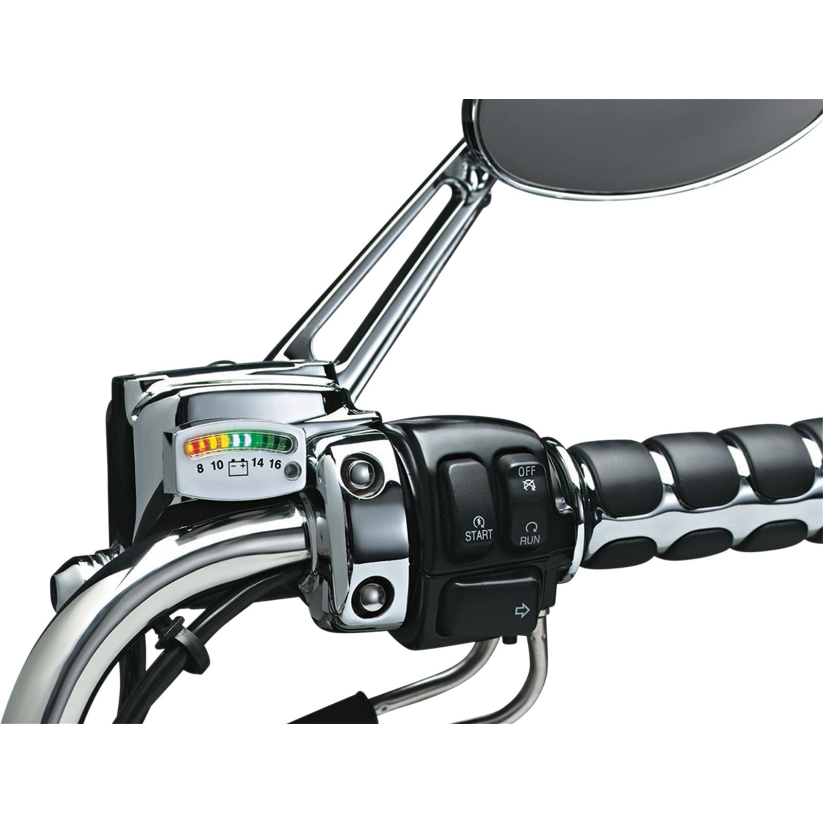 Kuryakyn LED Battery Gauge - Chrome - 2\ Kuryakyn LED Battery Gauge - Chrome - 2\