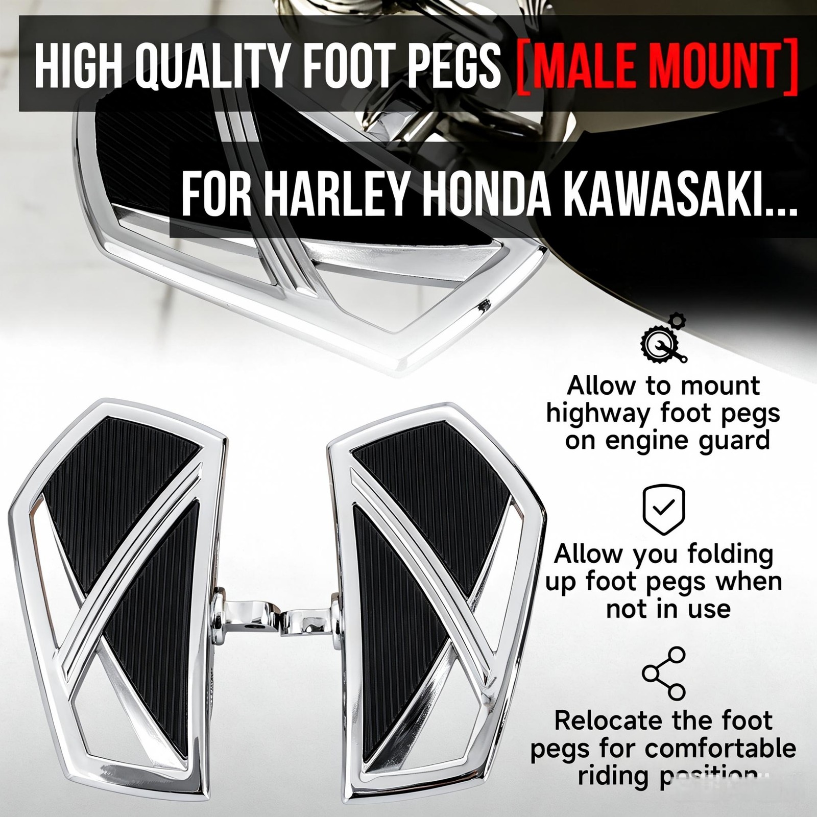 Front Floorboards Foot Pegs Pedal For Honda VT600 VT750 VT1100 VT1300 VTX1800