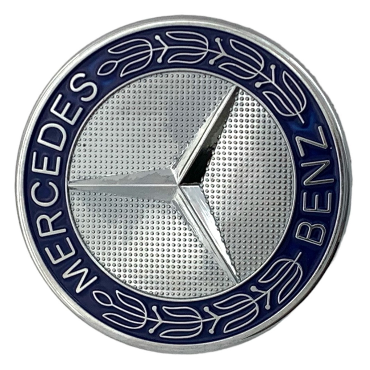 Mercedes-Benz Hood Emblem Star Badge Chrome Blue Laurel Wreath C-Class E-Class Mercedes-Benz Hood Emblem Star Badge Chrome Blue Laurel Wreath C-Class E-Class