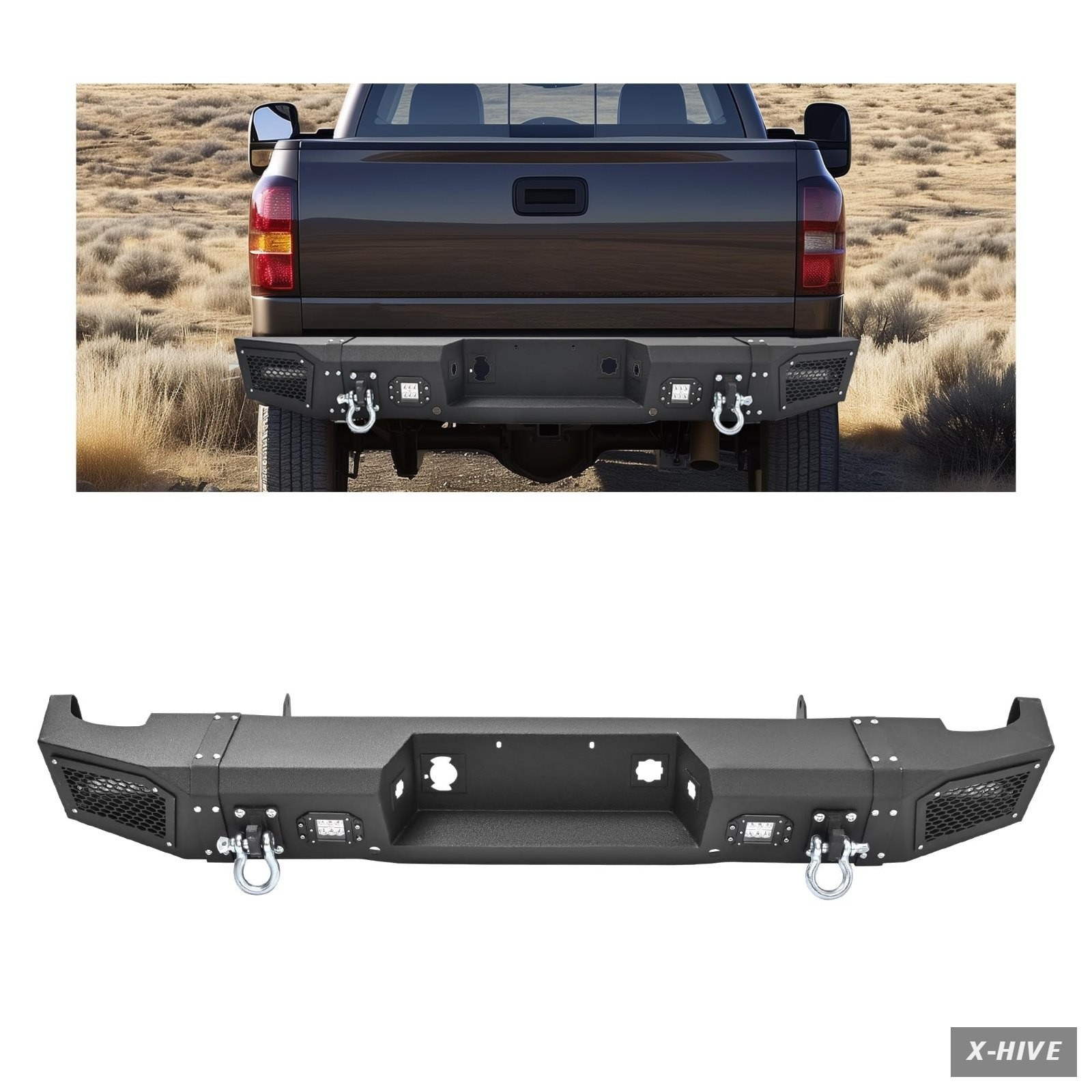 1 Bumpers KUAFU rear Bumper 3Pcs Compatible 2011-2014 Silverado GMC Sierra Steel