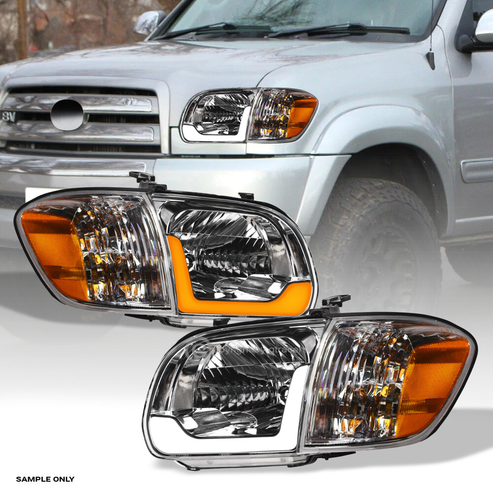 Switchback Sequential For 05-06 Tundra Double Chrome Headlights+Corner w/LED Bar