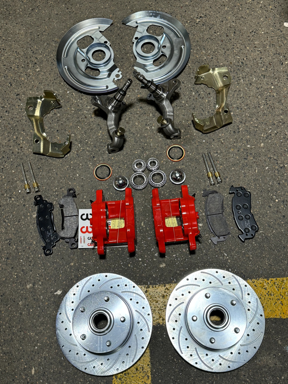 1963-67 Chevy Nova 2 Red Wilwood Power Brake Disc Conversion Kit Slotted Rotors 1963-67 Chevy Nova 2 Red Wilwood Power Brake Disc Conversion Kit Slotted Rotors