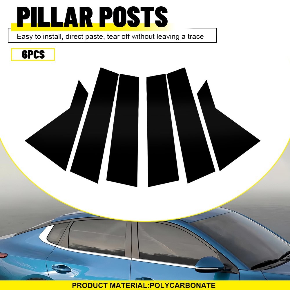 6pcs Posts Pillar Door Window Trim Cover For Set Kia Forte 2019-2024 Sedan Black