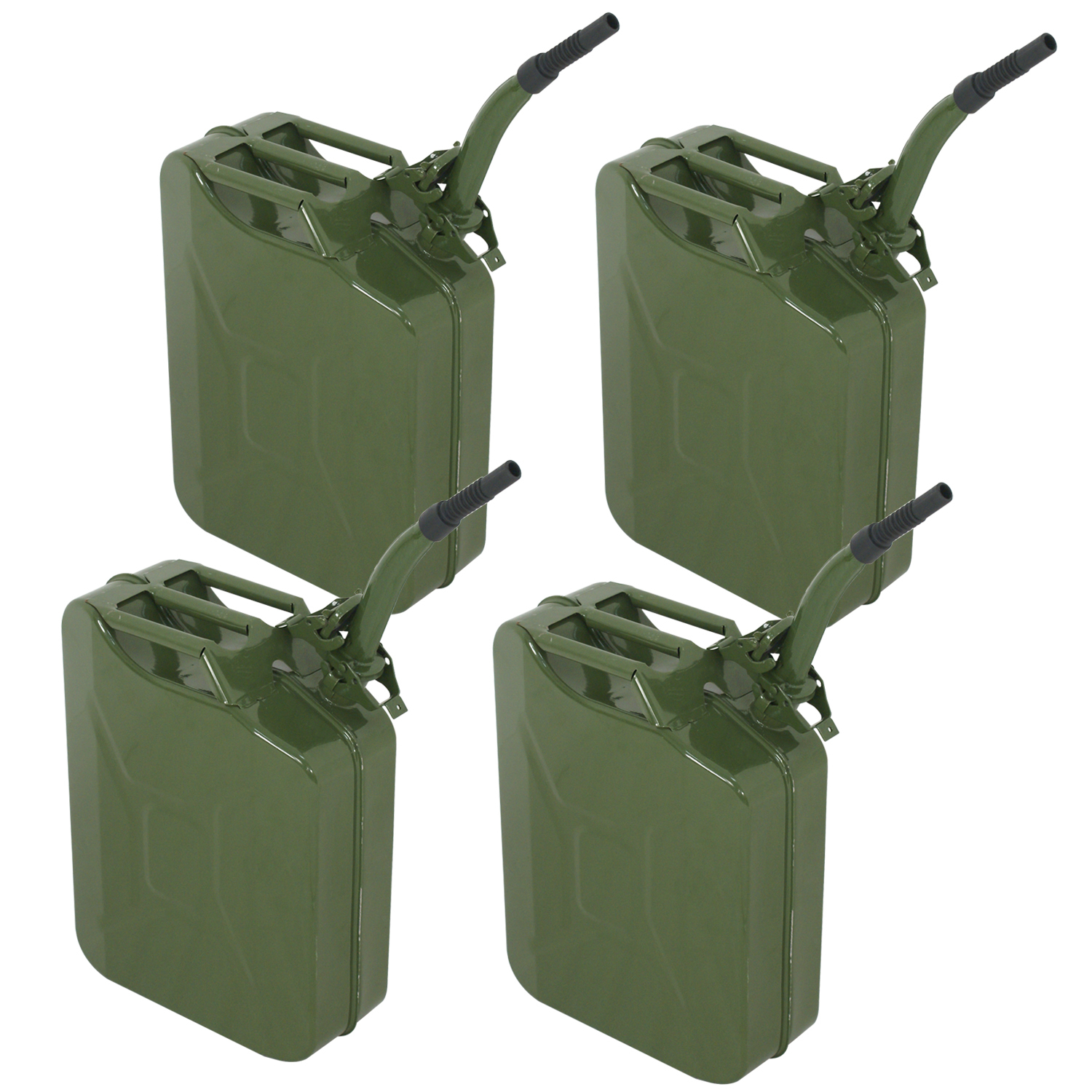 4PCS 5 Gallon 20L Jerry Can Army Backup Military Steel Tank Durable Use Green 