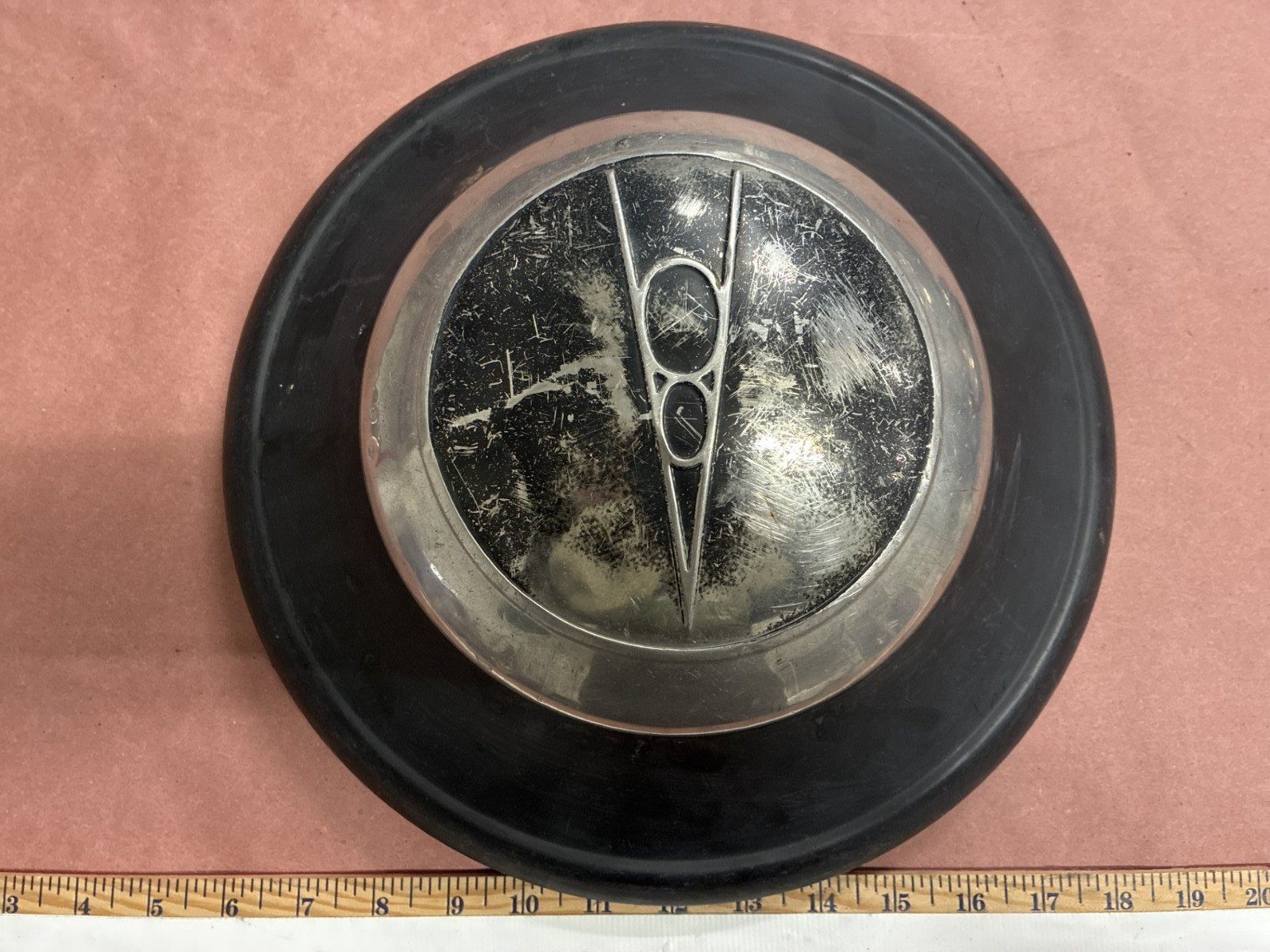 1930s Vintage Ford V8 Hubcap Original Memorabilia Collectable Wall Art 12.5\
