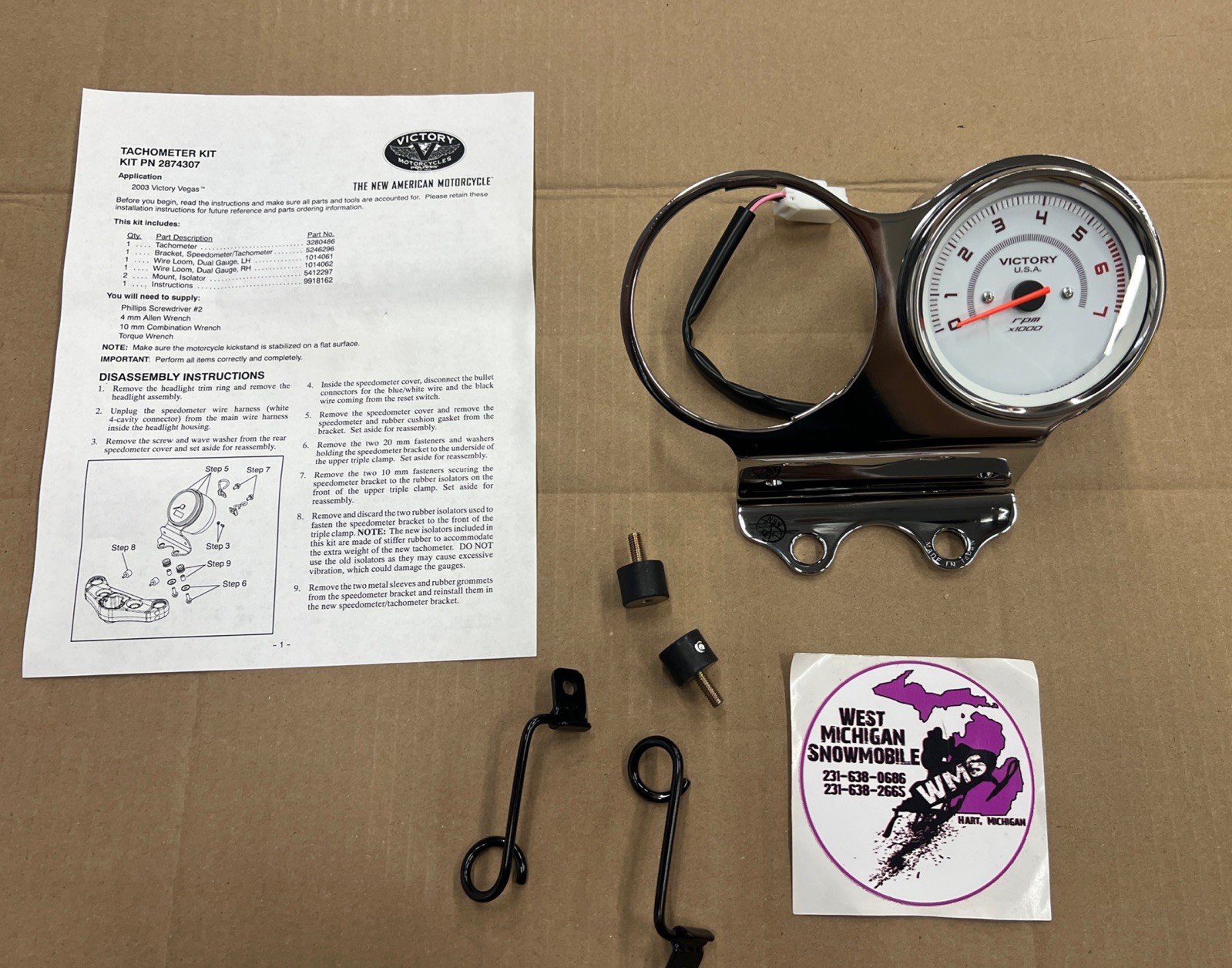 Victory Motorcycle Polaris Tachometer Kit P/N 2874307 2003-2004 Vegas Kingpin Victory Motorcycle Polaris Tachometer Kit P/N 2874307 2003-2004 Vegas Kingpin