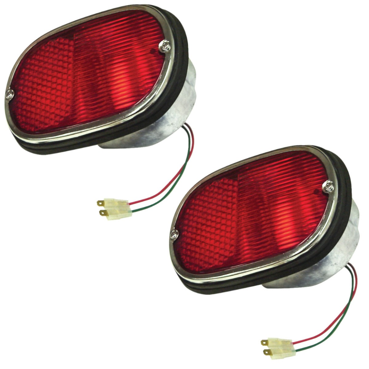 Taillight Assemblies, Red Lens, Pair - Compatible with VW Type-2 Bus 1962-1971